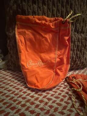 Lot of 9 Crown Royal Orange Peach Flavored Whisky Drawstring Bags